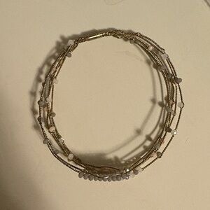 Noonday Collection Gold and Light Pink Beaded Bracelet